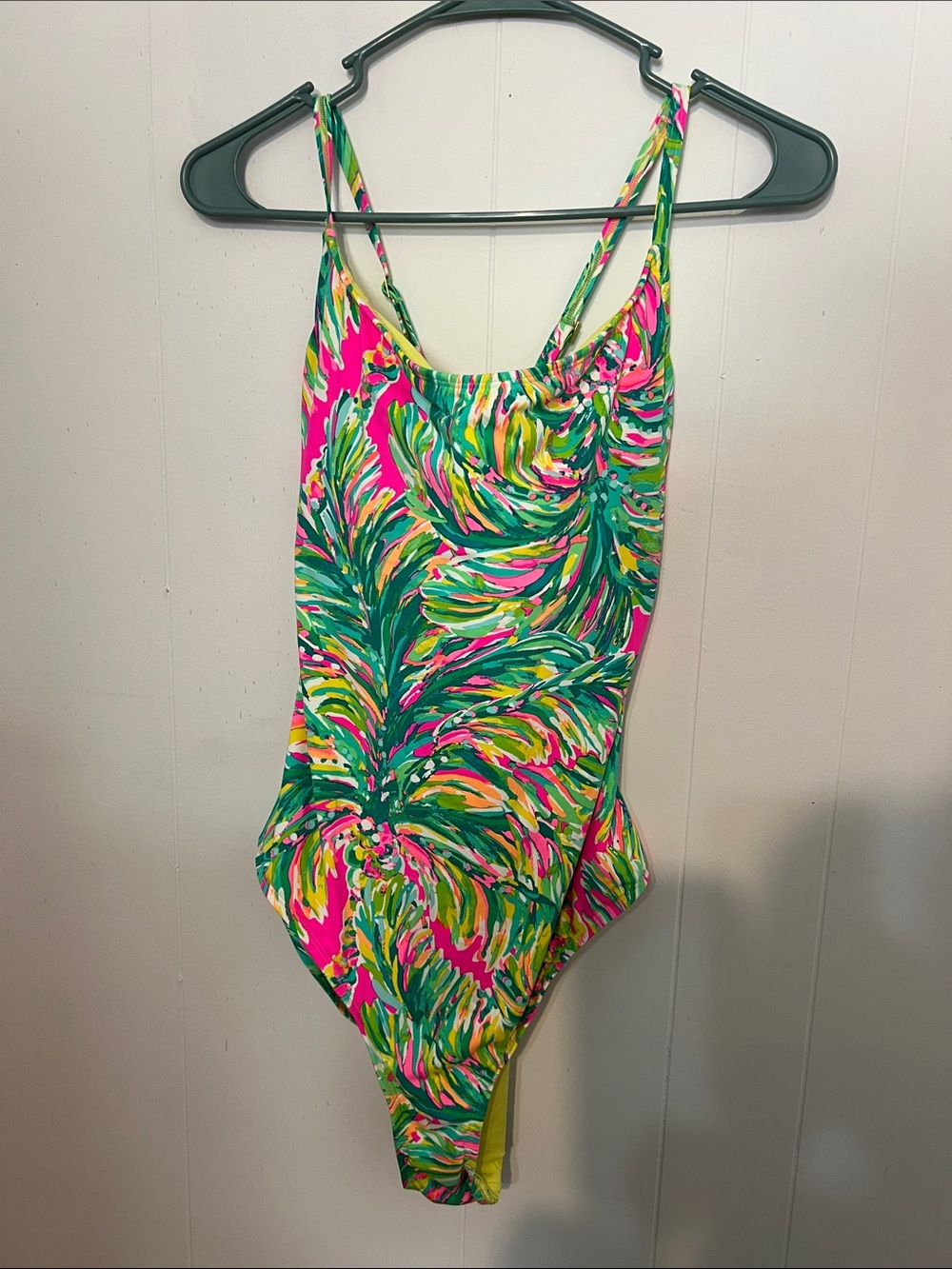 Lilly Pulitzer Multicolor Tropical One-Piece Swimsuit in Pink & Green Worn Once